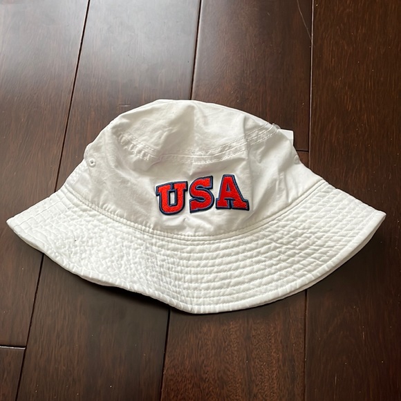Accessories Nwt White Usa Bucket Hat Poshmark